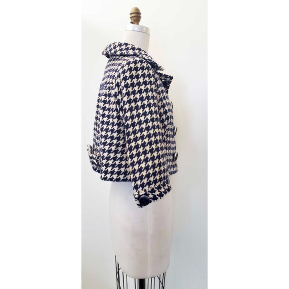 1960s VTG Sylvides Creations Paris Womens Houndstooth Wool Cropped Swing Jacket - Picture 16 of 16